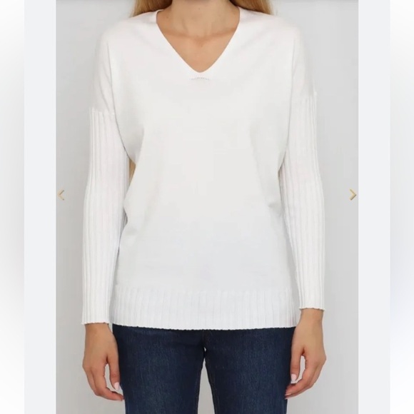 French Connection Sweaters - FRENCH CONNECTION Vhari Sweater Women's Winter White Ribbed Long Sleeves XL